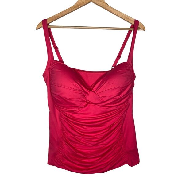 La Blanca Swim Tankini Top Size 18W Tummy Control Swimsuit Pink Ruched Padded - Picture 1 of 9